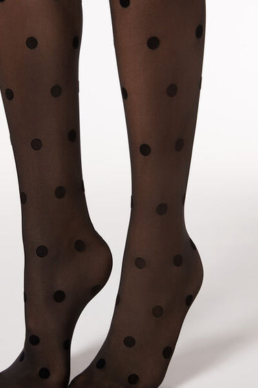 Flock Polka Dot 30 Denier Sheer Tights