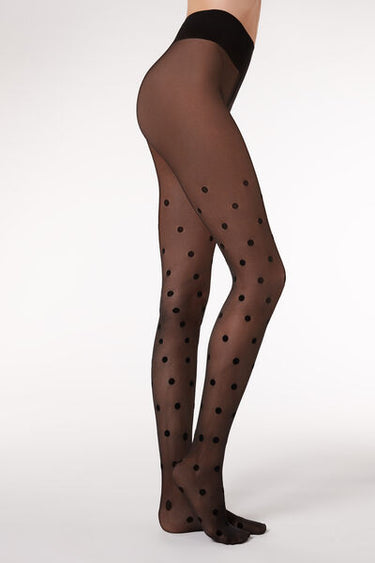 Flock Polka Dot 30 Denier Sheer Tights