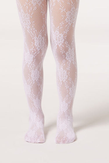Girls’ Floral Lace Fishnet Tights