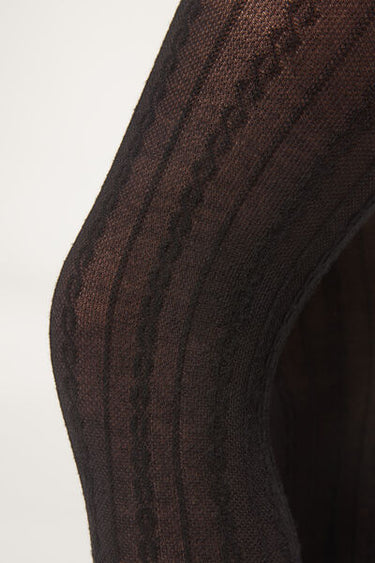 Girls' Cashmere Tights with Cable Pattern