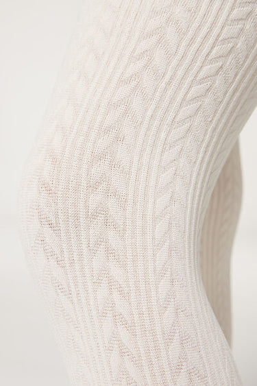 Girls' Thermal Tights with Cable Pattern