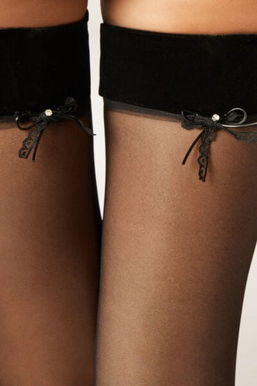 Velvet Frill Hold-Ups