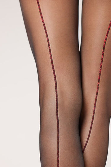 30 Denier Sheer Tights with Glitter Back Seam