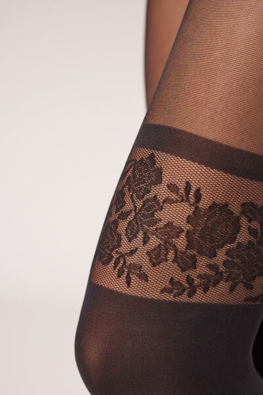 Floral Frill 70 Denier Longuette Effect Tights