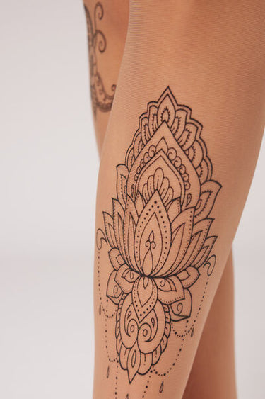 Boho Style Tattoo Print 20 Denier Sheer Tights