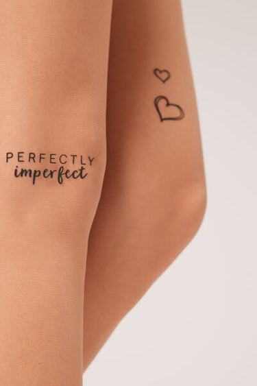 Wording Tattoo Print 20 Denier Sheer Tights