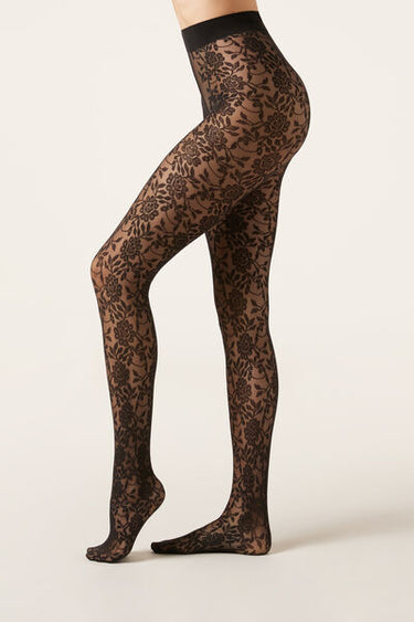 Floral Lace 40 Denier Tulle Tights