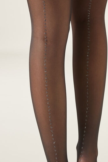 30 Denier Sheer Tights with Glitter Back Seam