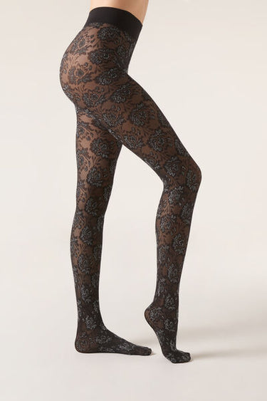 Floral 60 Denier Tulle Tights