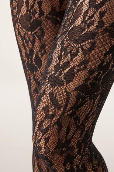 Floral Lace Fishnet Tights