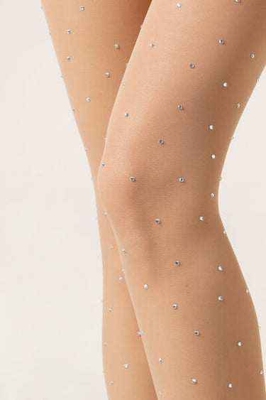 Tulle Tights with Diaté Appliqué