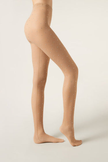 Tulle Tights with Diaté Appliqué