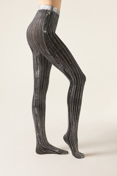 Metallic Silver 100 Denier Opaque Tights