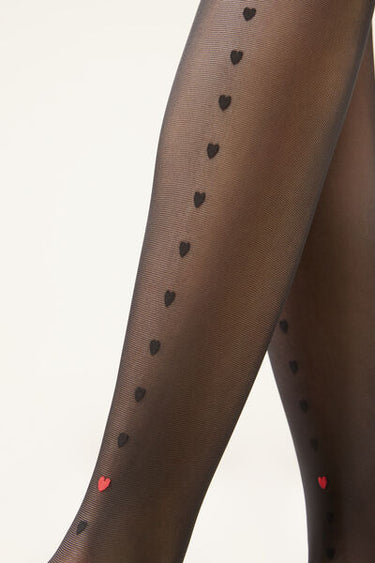 Heart Stripe Sheer Tights
