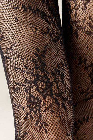 Floral Fishnet Tights