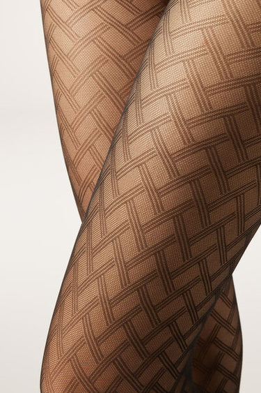 Stripe and Diamond-Patterned Tights