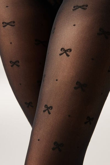 All-Over Flock Bow Sheer Tights