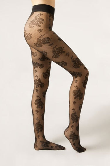 Floral-Patterned Tights