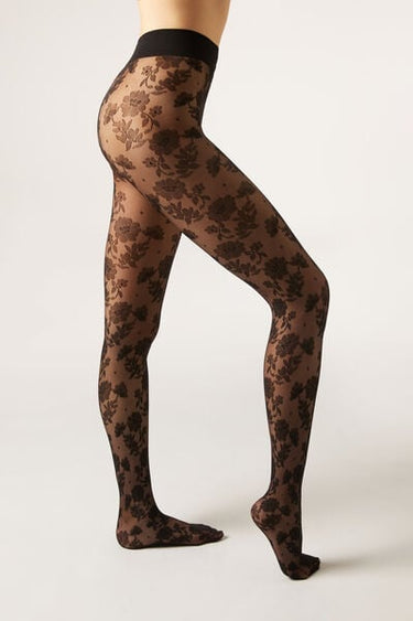 Floral-Patterned Tights