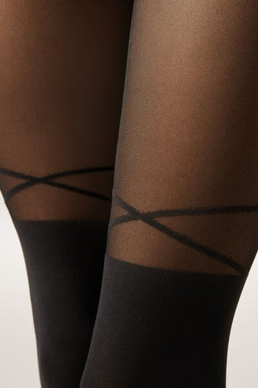Criss-Cross Longuette-Effect Tights