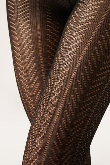 Chevron Tights with Cashmere