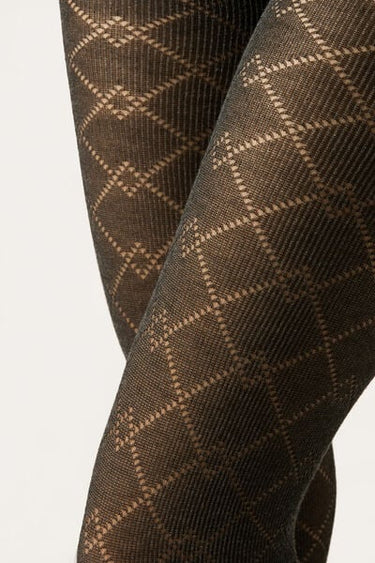 Diamond-Patterned Tights with Cashmere