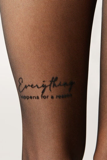 Positive Vibes Lettering Sheer Tights