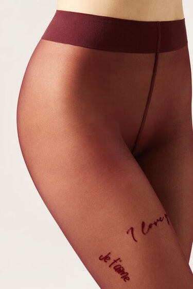 I Love You Lettering Sheer Tights