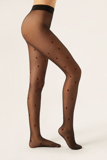 All-Over Flock Heart Sheer Tights