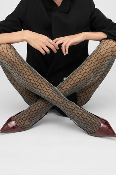 Glitter Diamond-Patterned Sheer Tights