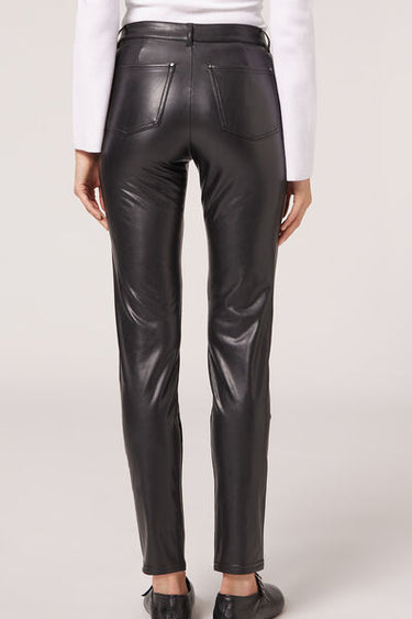 Thermal Leather-Look Leggings