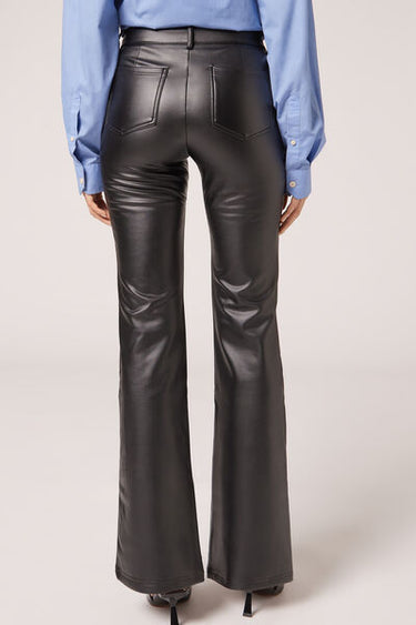 Coated Thermal Flare Leggings