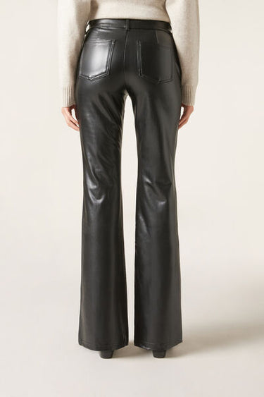 Coated-Effect Flared Trousers