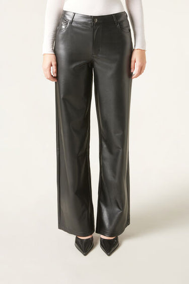 Coated-Effect Palazzo Trousers