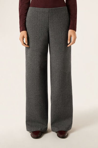 Soft Touch Herringbone Palazzo Trousers