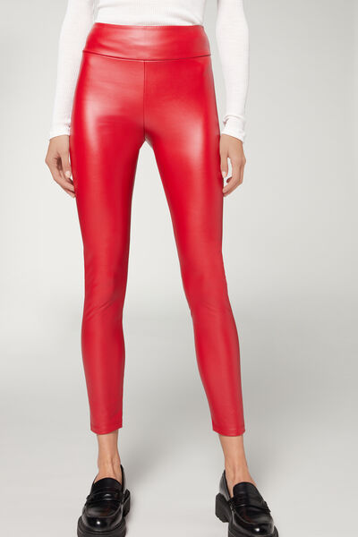 Leather Effect Thermal Cigarette Leggings