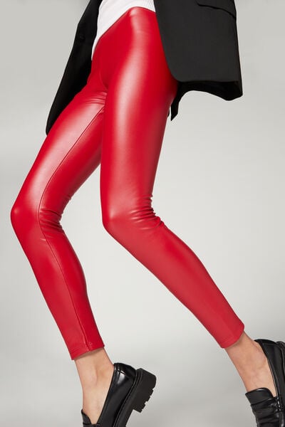 Thermal Effect Stretch Eco Friendly Leather Leggings Must Plus