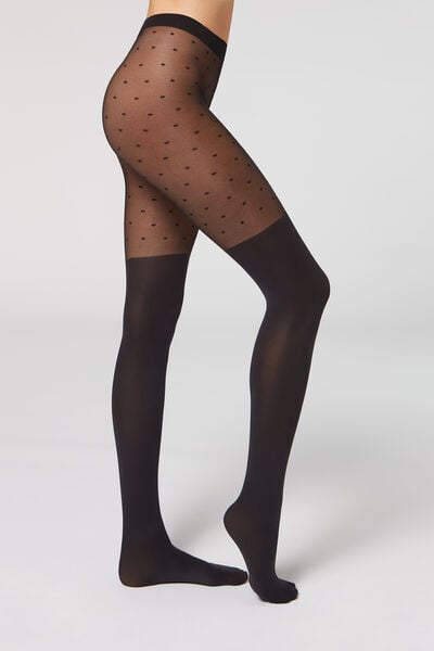 Gold Damask Tulle Tights - Patterned tights - Calzedonia