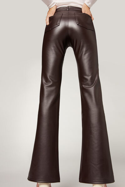 Coated-Effect Thermal Flare Leggings with Zip and Button – Calzedonia Malta